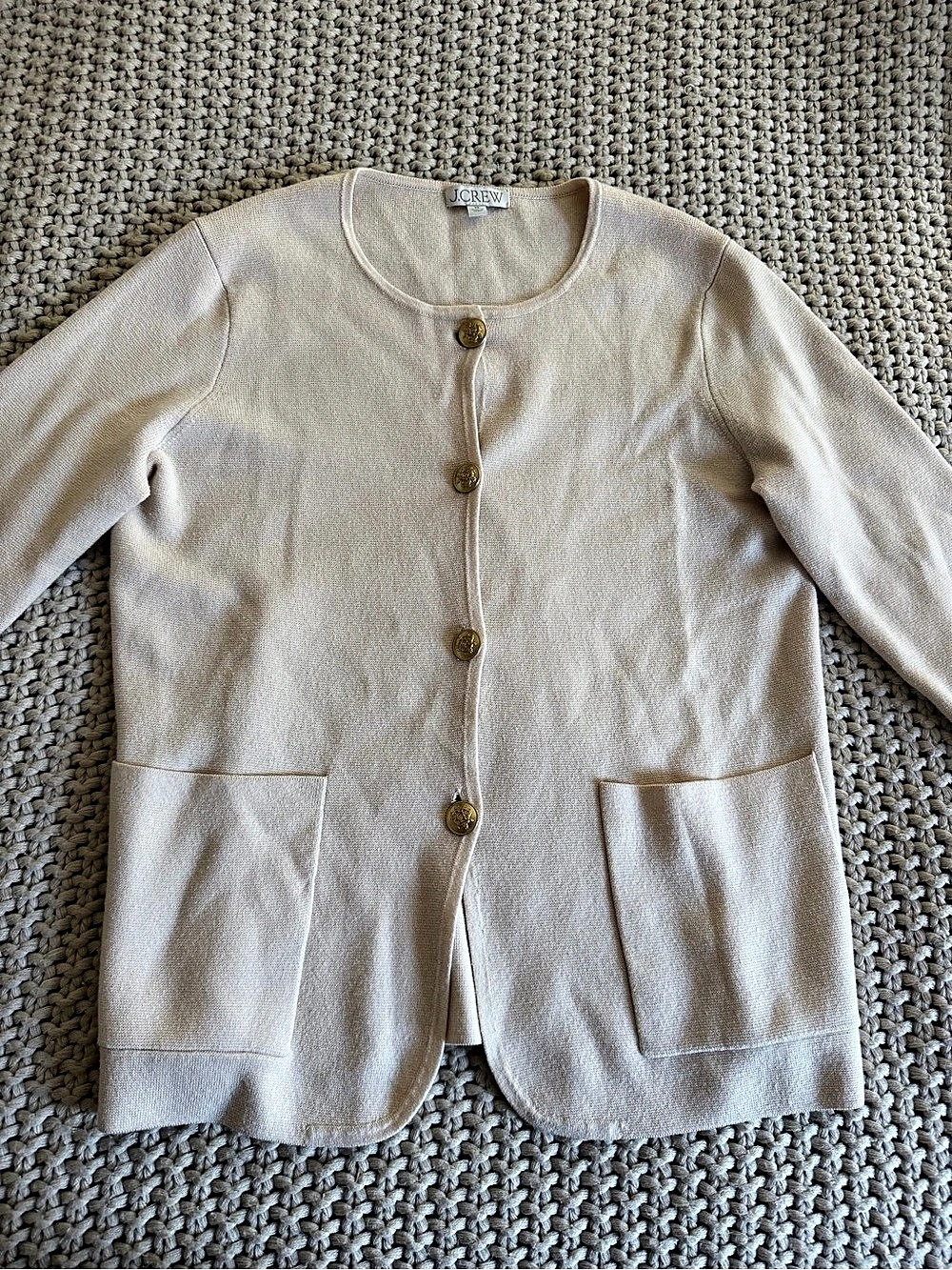 J.Crew Lady Jacket Cardigan Cream Button-Front XS